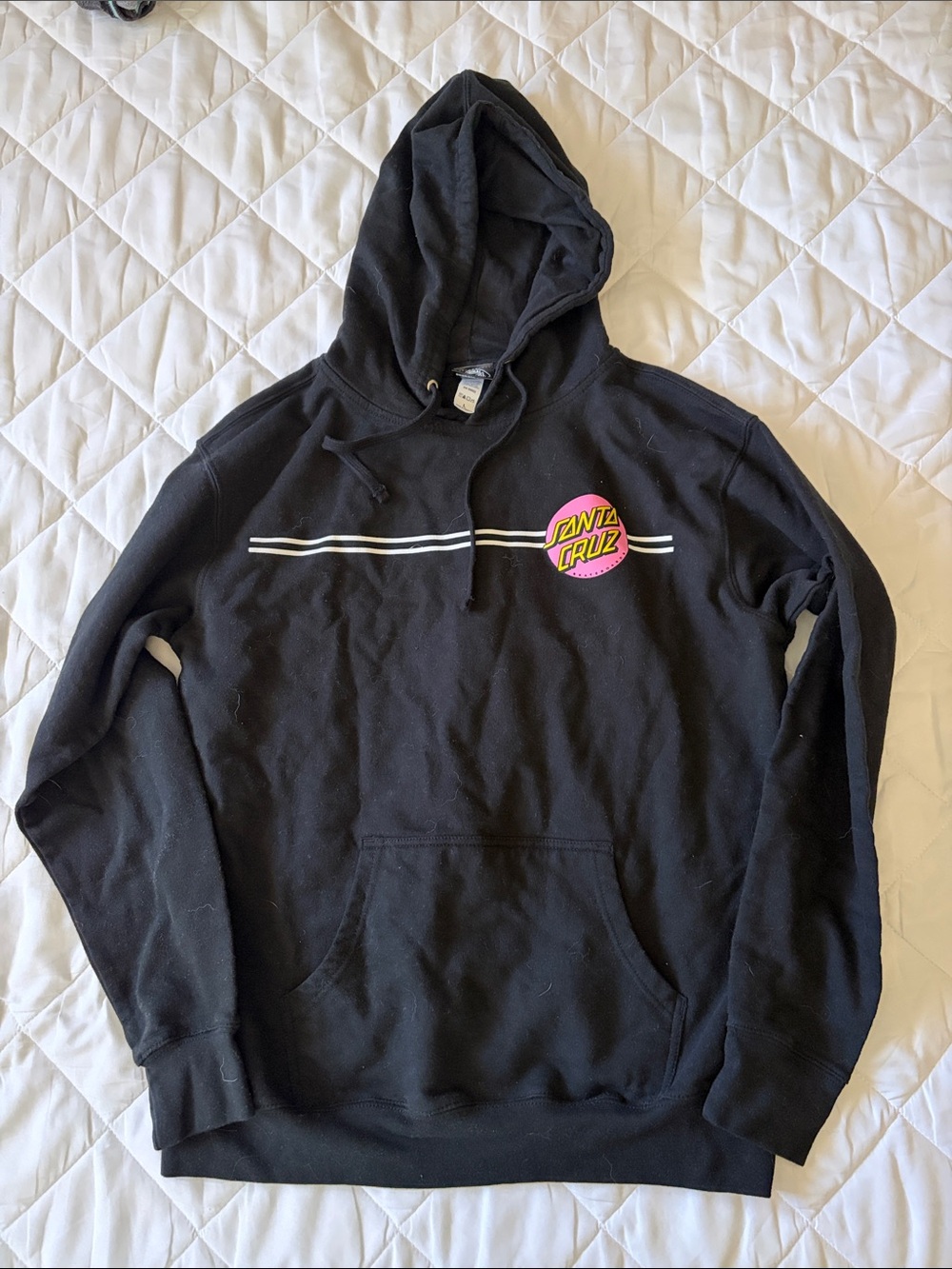 Santa Cruz Skateboards Black Hoodie with Pink & Yellow Logo